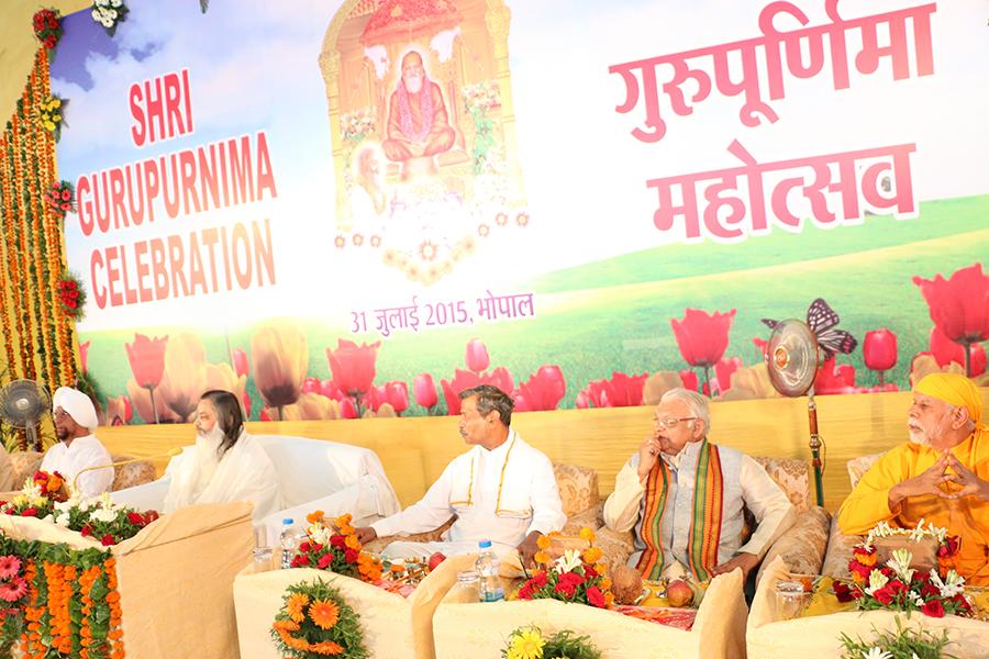 Shri Guru Purnima Celebration 2015 at Bhopal
Grand Celebration of Guru Purnima was organised at Bhopal. All leaders of Indian Maharishi Movement came to celebrate. 
Maj. Gen. Kulwant Singh, Brahmachari Girish, Prof. Bhuvnesh Sharma, Prof. Pankaj Triambak Chande and Brahmarshi Tirupati swami are seen on stage. 